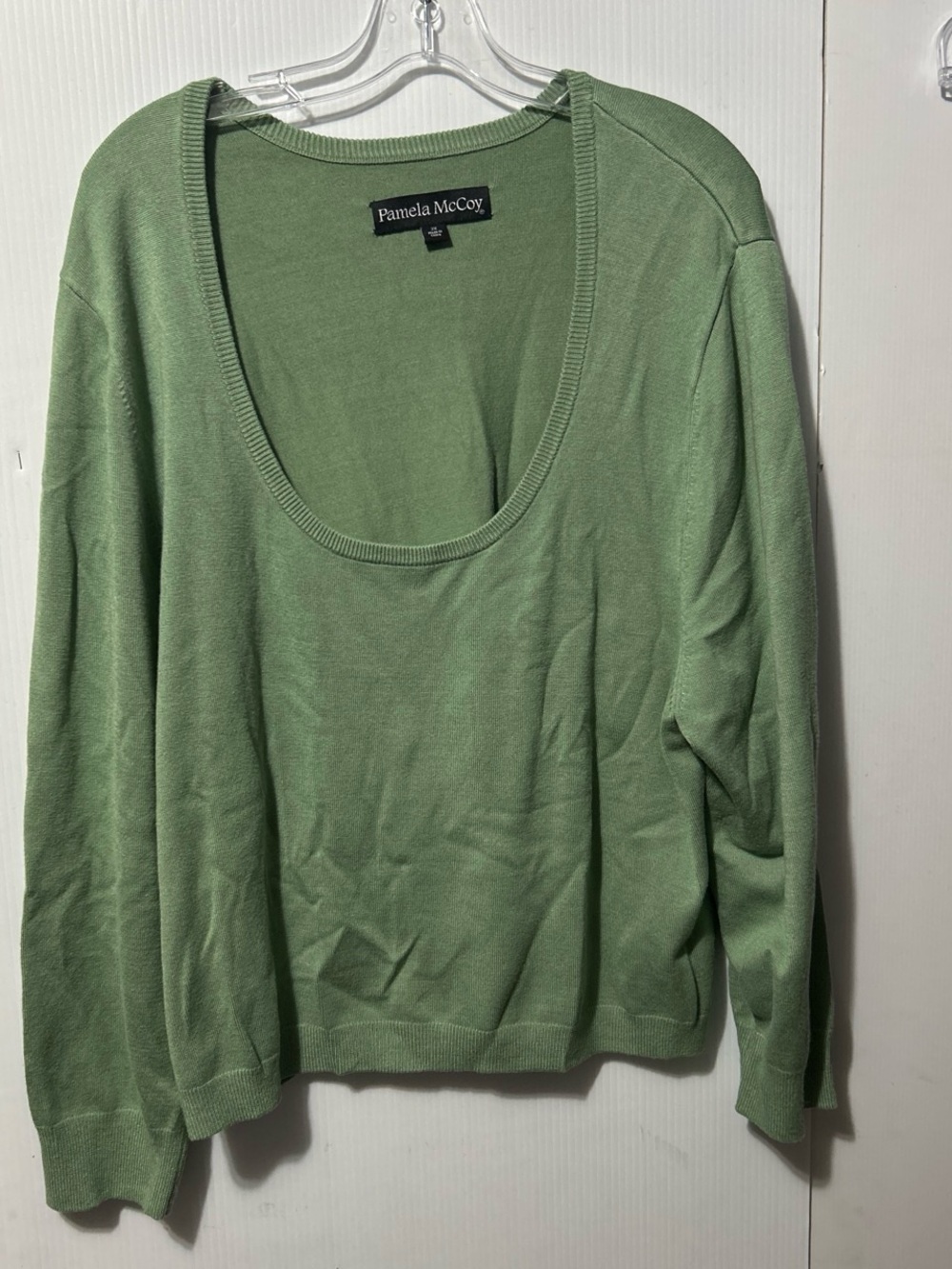 Pamela McCoy Scoop Neck Light Green Knit Sweater